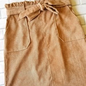 Orange Creek Belted Corduroy Paper Bag Skirt